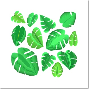 Monstera Plant Leaf Pattern (White Background) Posters and Art